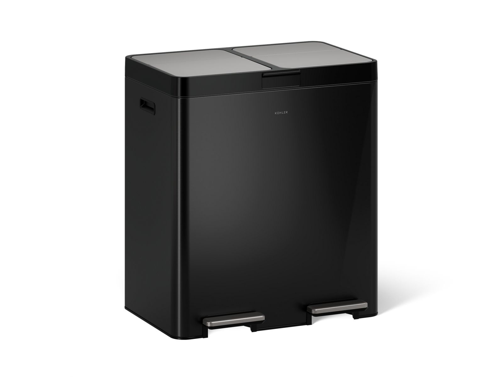 KOHLER K-23828-BST 21.7-Gallon Stainless Steel Dual-Bin Step Trash Can - Black Stainless