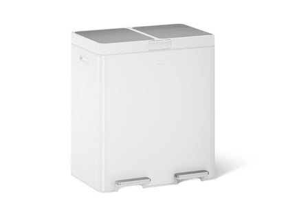 KOHLER K-23828-STW 21.7-gallon stainless steel dual-bin step trash can - Stainless Steel + White