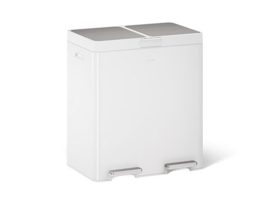 KOHLER K-23828-STW 21.7-gallon stainless steel dual-bin step trash can - Stainless Steel + White