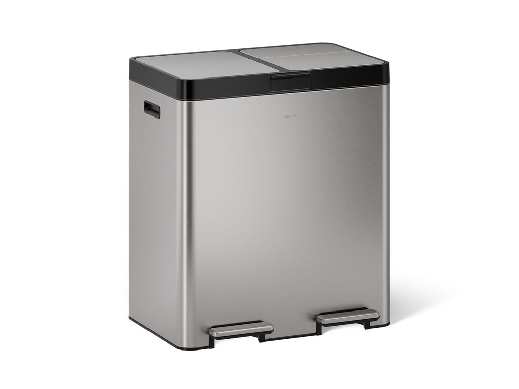 KOHLER K-23828-ST 21.7-Gallon Stainless Steel Dual-Bin Step Trash Can - Stainless Steel