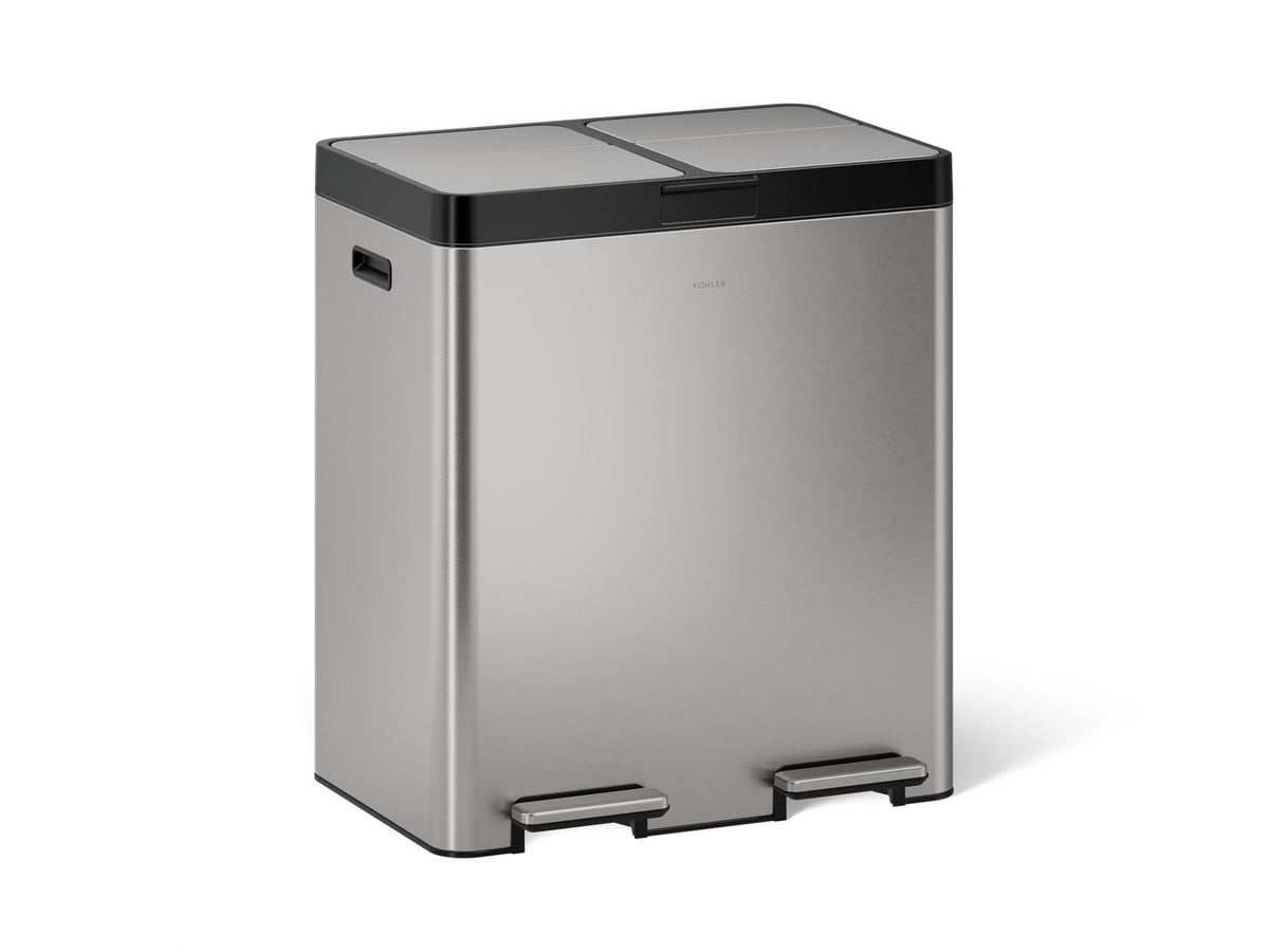 KOHLER K-23828-ST 21.7-Gallon Stainless Steel Dual-Bin Step Trash Can - Stainless Steel