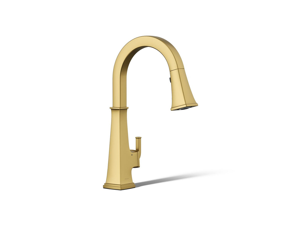 KOHLER K-23832-2MB Riff Touchless Pull-Down Kitchen Sink Faucet With Three-Function Sprayhead - Vibrant Brushed Moderne Brass