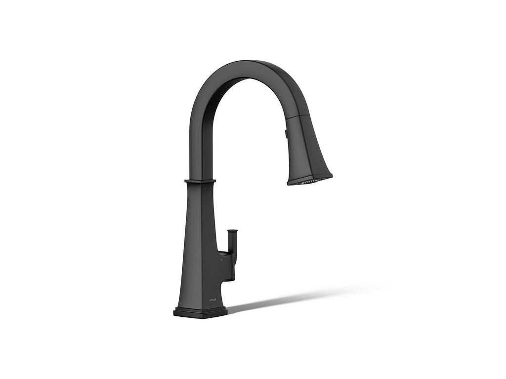 KOHLER K-23832-BL Riff Touchless Pull-Down Kitchen Sink Faucet With Three-Function Sprayhead - Matte Black