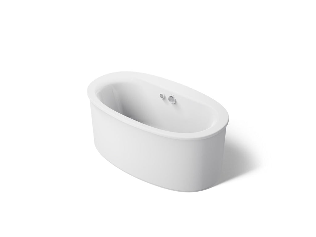 KOHLER K-24001-W1-0 Sunstruck 60" X 34" Freestanding Bath With Bask Heated Surface And Straight Shroud - White