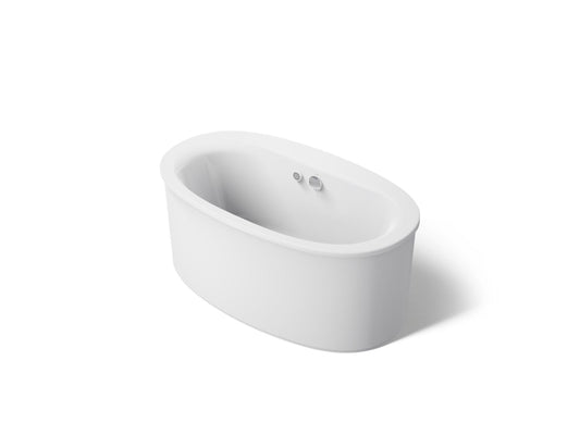 KOHLER K-24001-W1-0 Sunstruck 60" x 34" freestanding bath with Bask heated surface and straight shroud - White