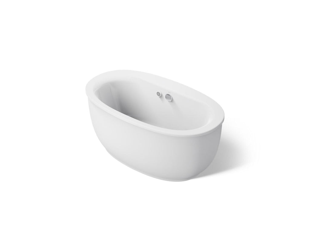 KOHLER K-24002-W1-0 Sunstruck 60" X 34" Freestanding Bath With Bask Heated Surface And Fluted Shroud - White