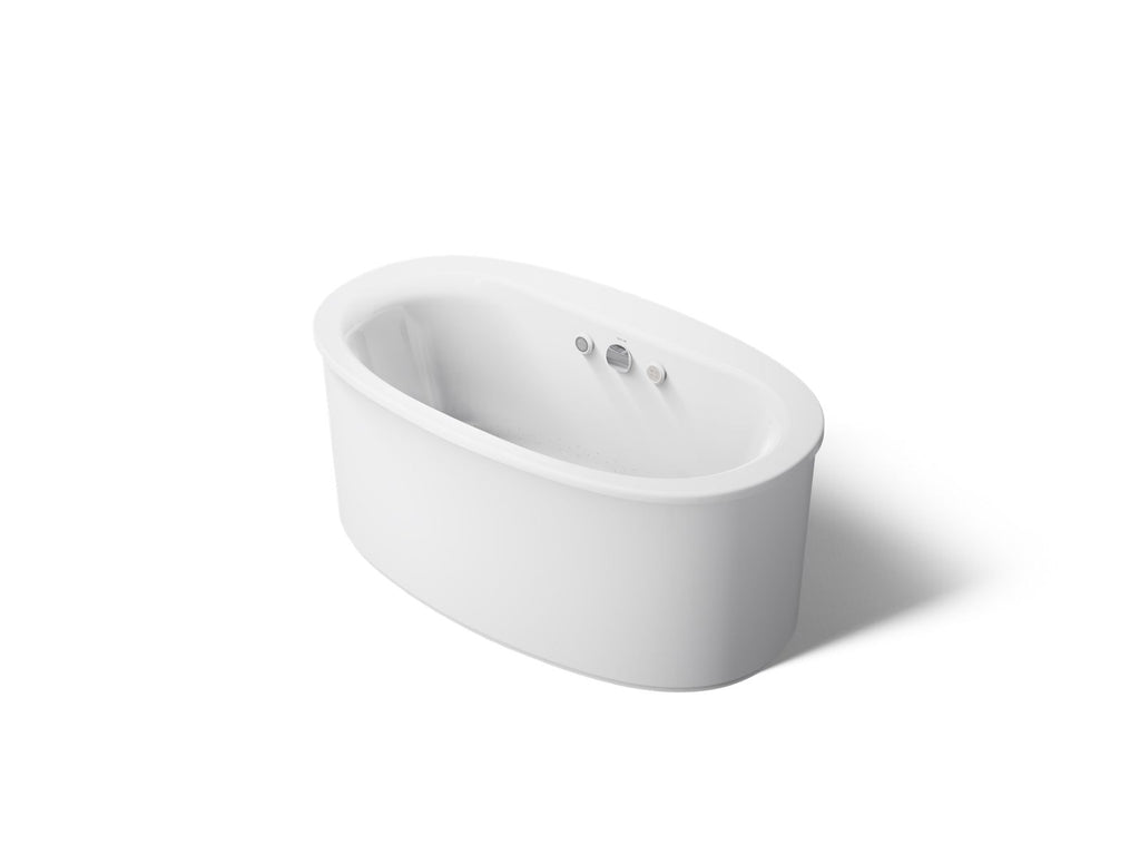 KOHLER K-24008-GHW-0 Sunstruck 60-1/2" X 34-1/2" Freestanding Heated Bubblemassage Air Bath With Bask Heated Surface And Straight Shroud - White