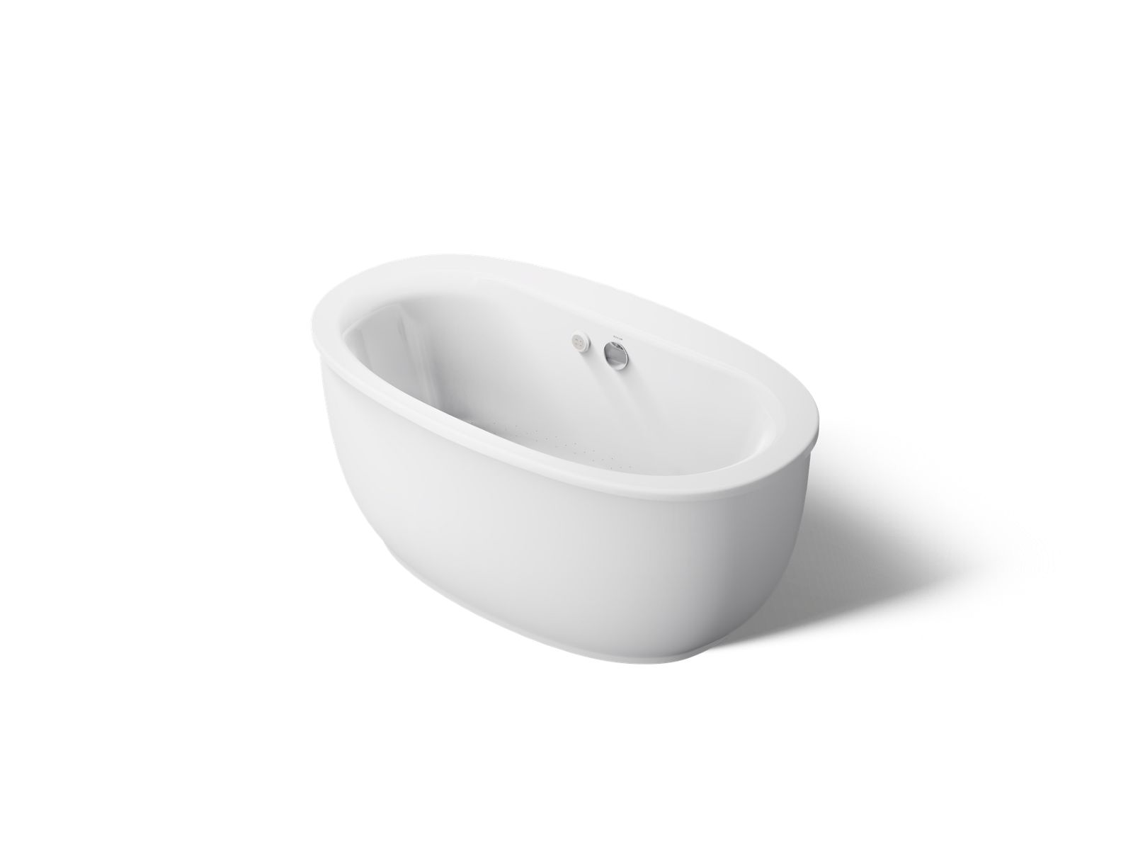 KOHLER K-24009-GH-0 Sunstruck 60-1/2" X 34-1/2" Freestanding Heated Bubblemassage Air Bath With Fluted Shroud - White