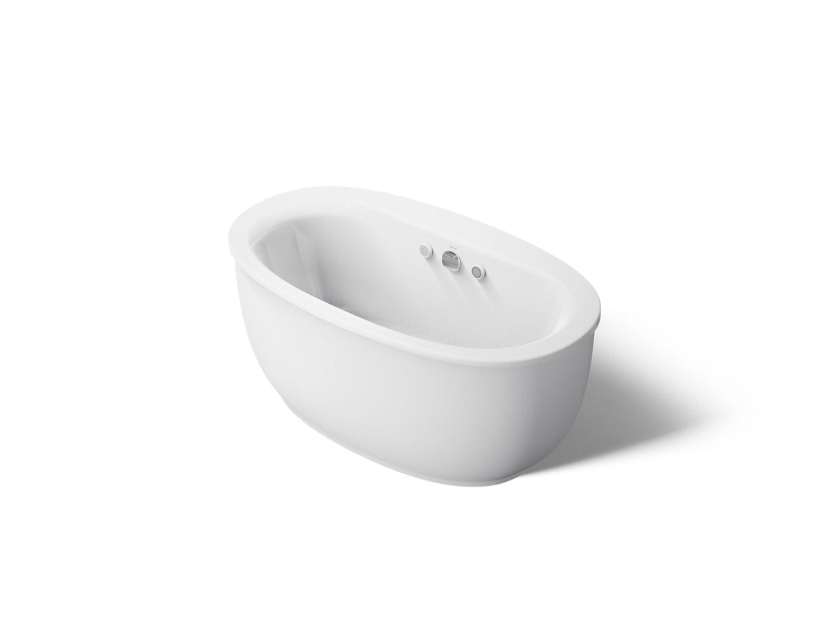 KOHLER K-24009-GHW-0 Sunstruck 60-1/2" X 34-1/2" Freestanding Heated Bubblemassage Air Bath With Bask Heated Surface And Fluted Shroud - White