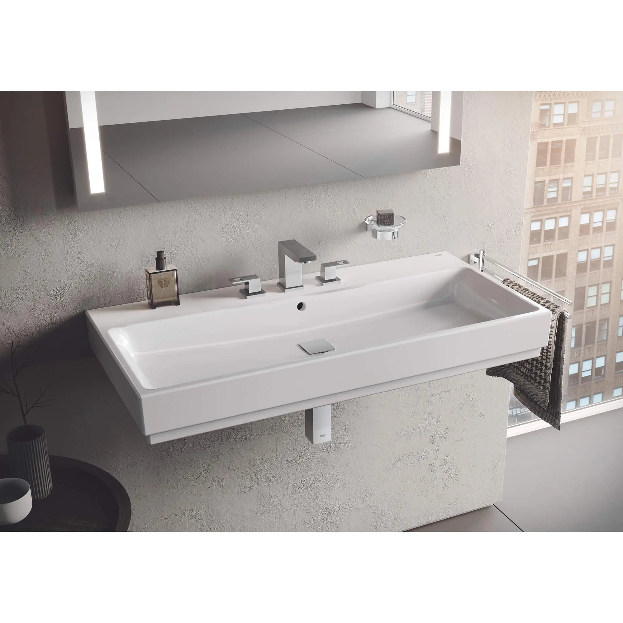 GROHE 40624001 Essentials Cube 18" Double Towel Bar - Chrome
