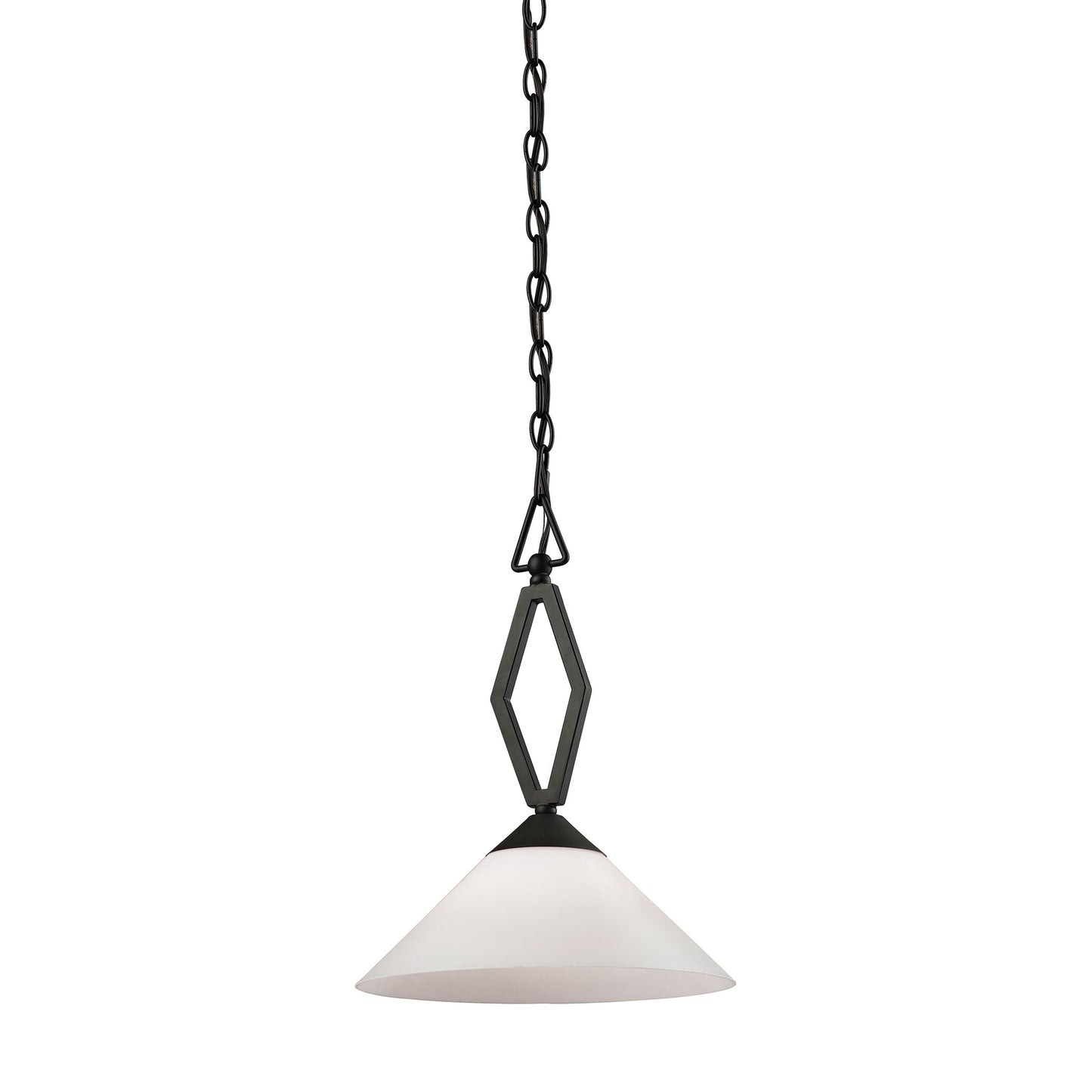 THOMAS 2401PL/10 Tribecca 1-Light Mini Pendant in Oil Rubbed Bronze with White Glass