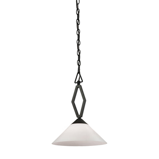 THOMAS 2401PL/10 Tribecca 1-Light Mini Pendant in Oil Rubbed Bronze with White Glass