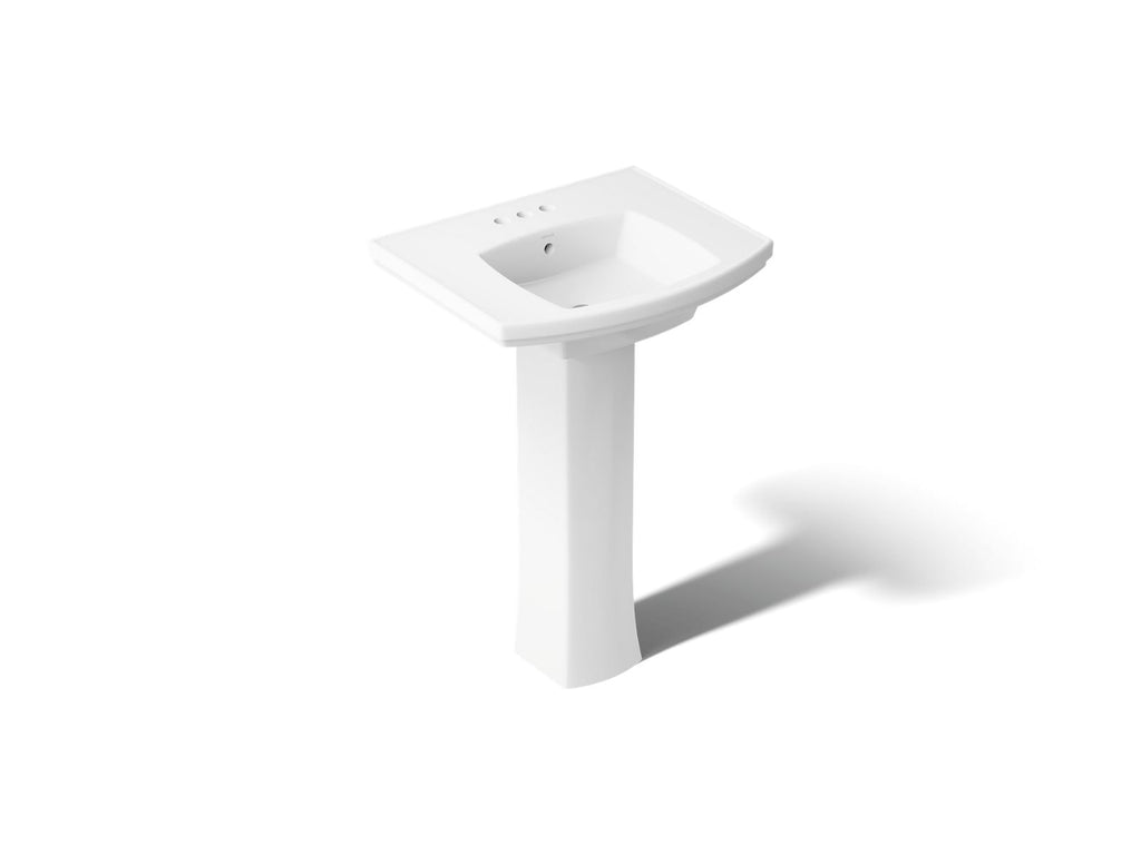 KOHLER K-24050-4-0 Kelston 23-3/4" Rectangular Pedestal Bathroom Sink - White