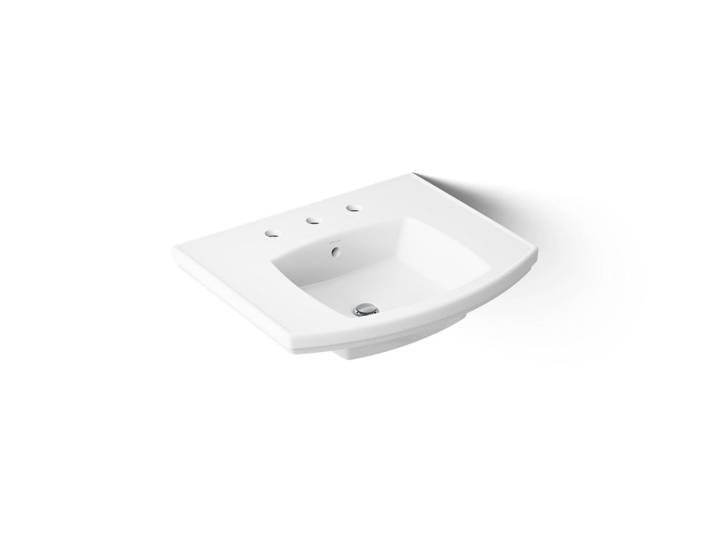 KOHLER K-24051-8-0 Kelston 23-3/4" Rectangular Pedestal Bathroom Sink - White