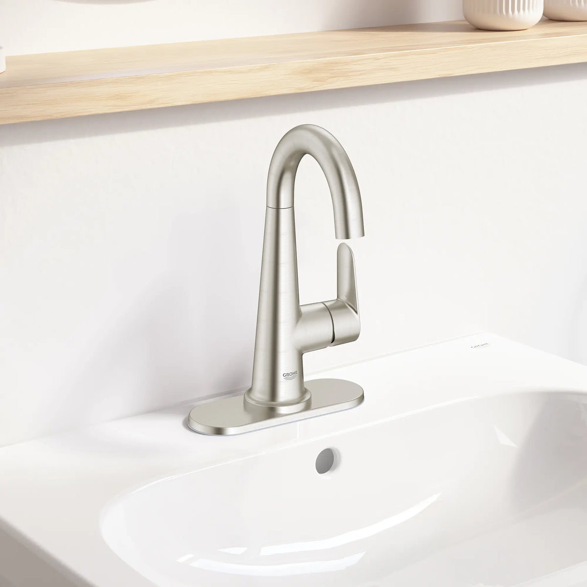 GROHE 23837EN0 Veletto Single-Handle 4" Centerset Bathroom Faucet, 1.2 GPM - Brushed Nickel