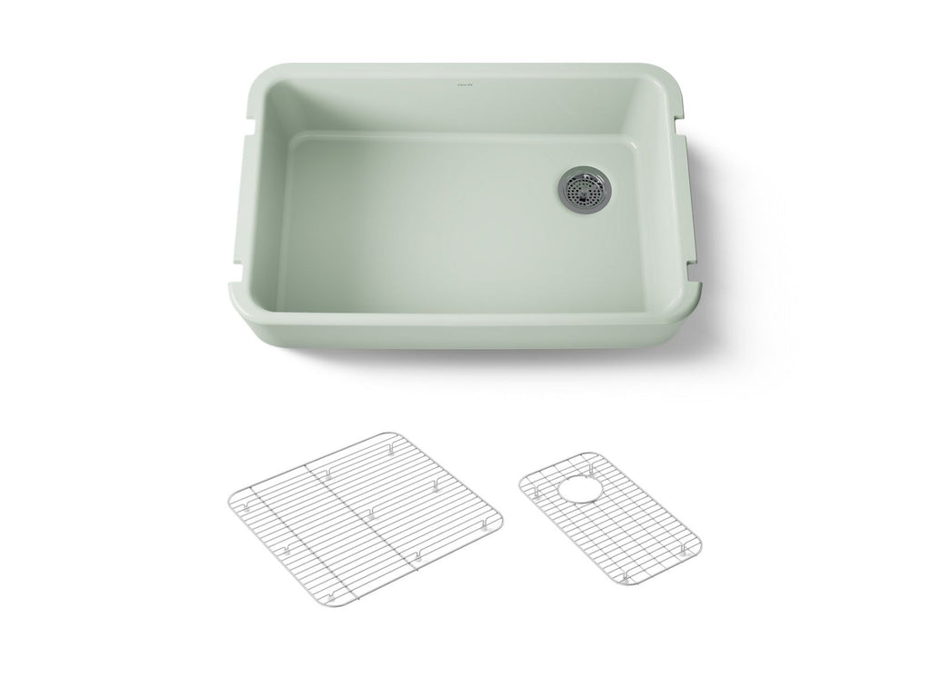 KOHLER K-24268-42 Ironridge 34" Undermount Single-Bowl Farmhouse Kitchen Sink - Aspen Green