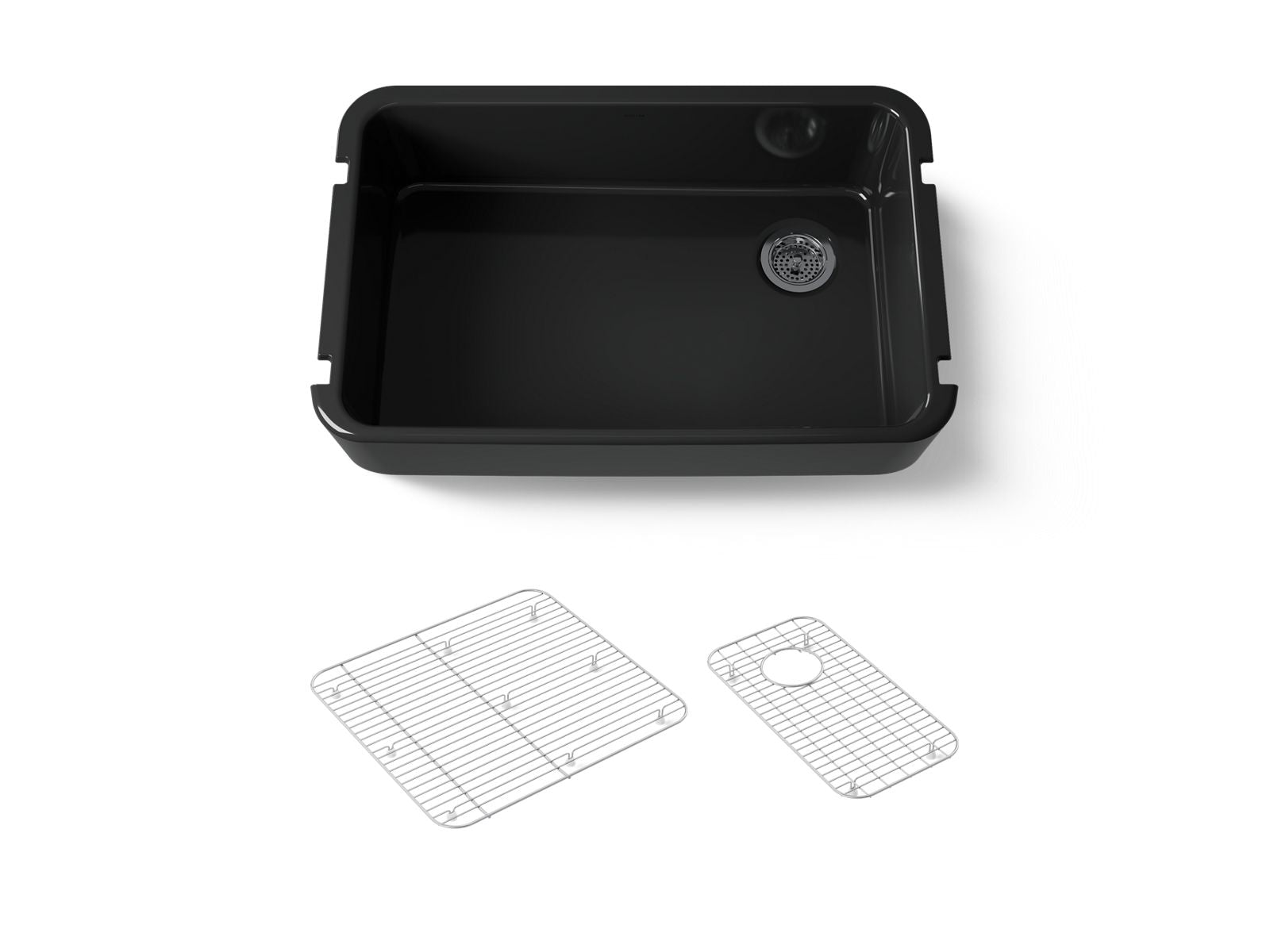 KOHLER K-24268-7 Ironridge 34" Undermount Single-Bowl Farmhouse Kitchen Sink - Black Black