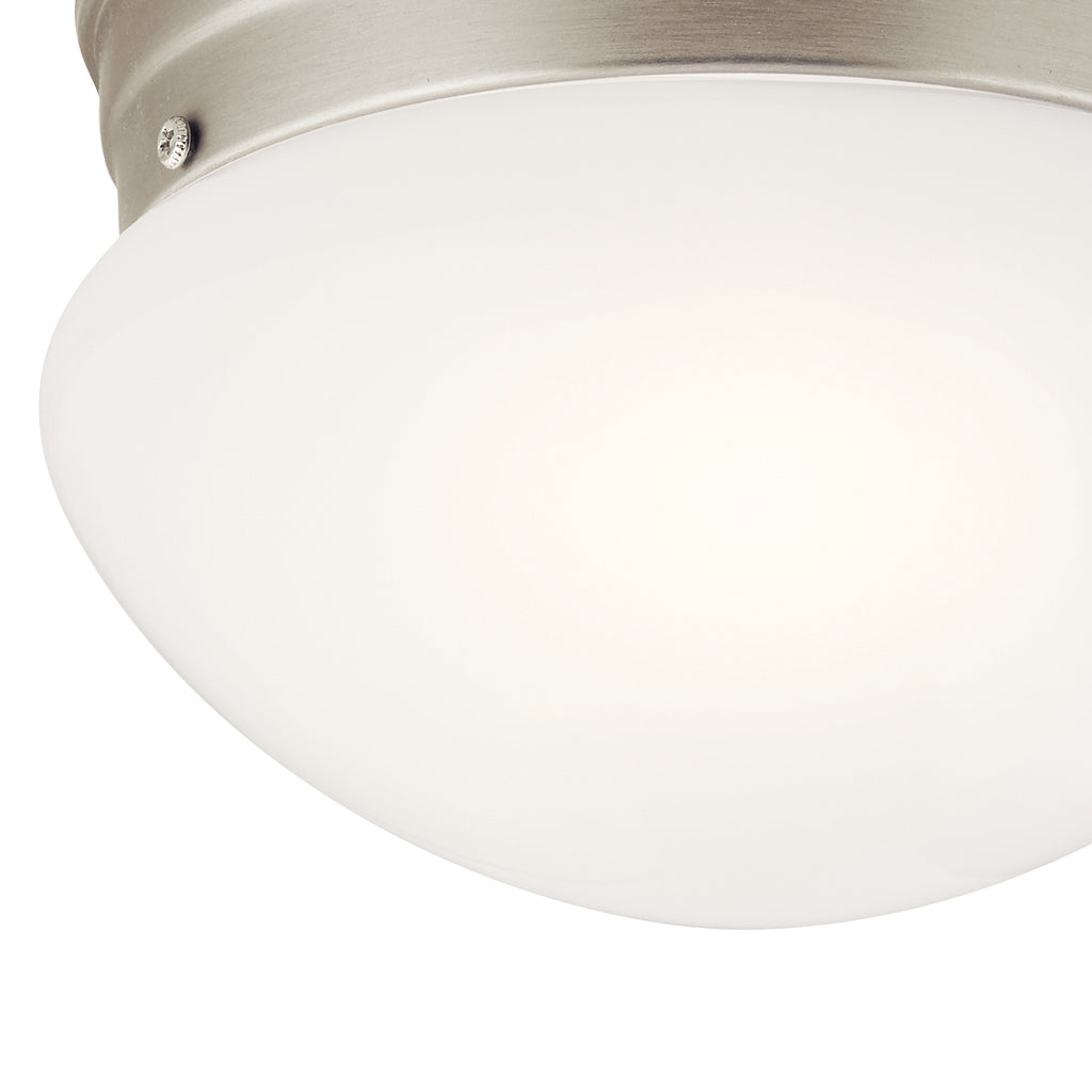 KICHLER 206NI Ceiling Space 7.5" 1 Light Flush Mount With White Globe In Brushed Nickel