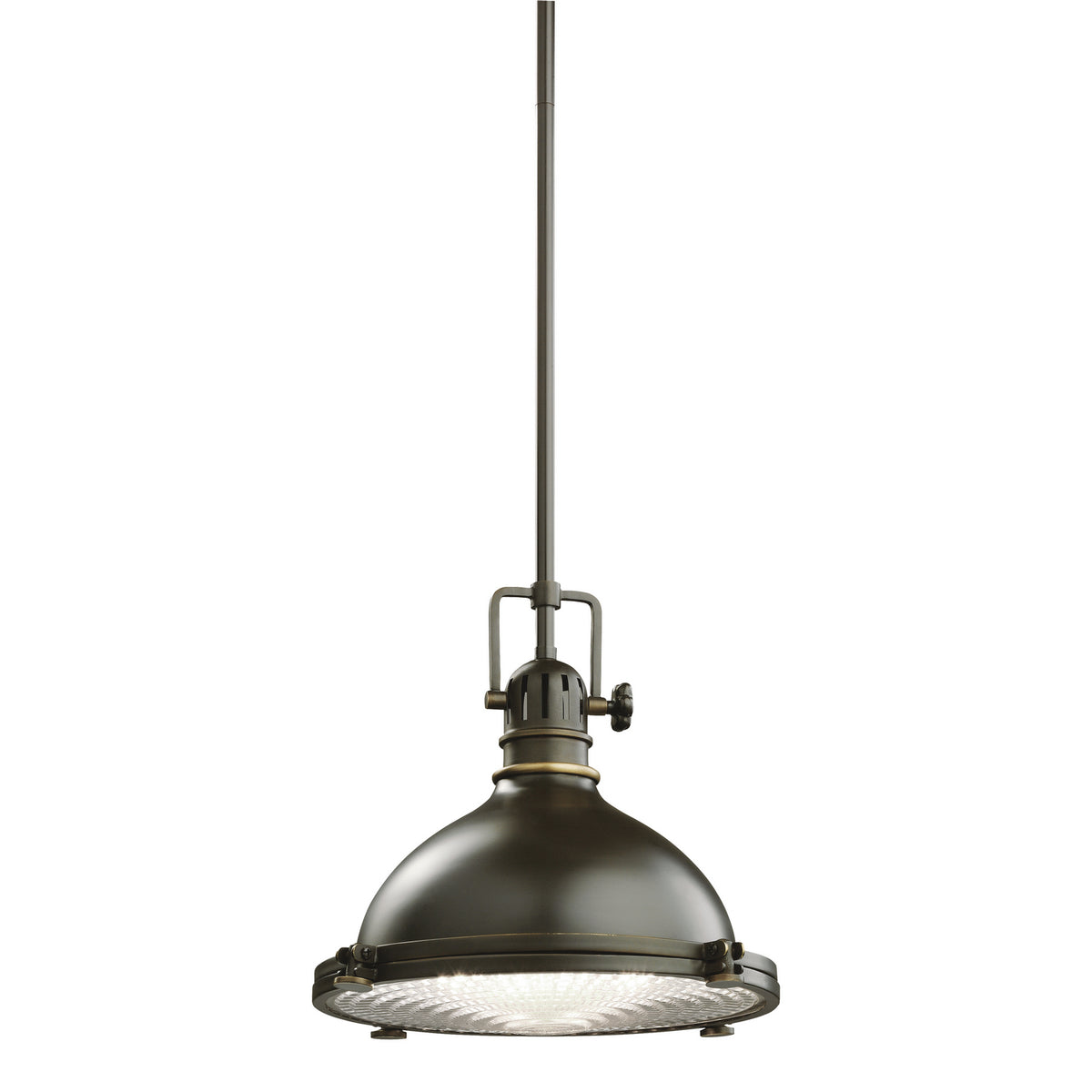 KICHLER 2665OZ Hatteras Bay 11" 1 Light Pendant With Clear Fresnel Lens Olde Bronze