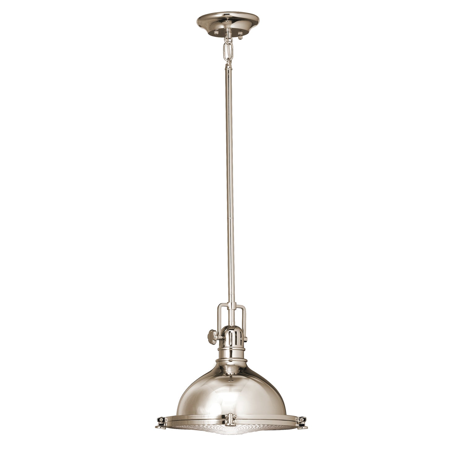 KICHLER 2665PN Hatteras Bay 11" 1 Light Pendant With Clear Fresnel Lens Polished Nickel