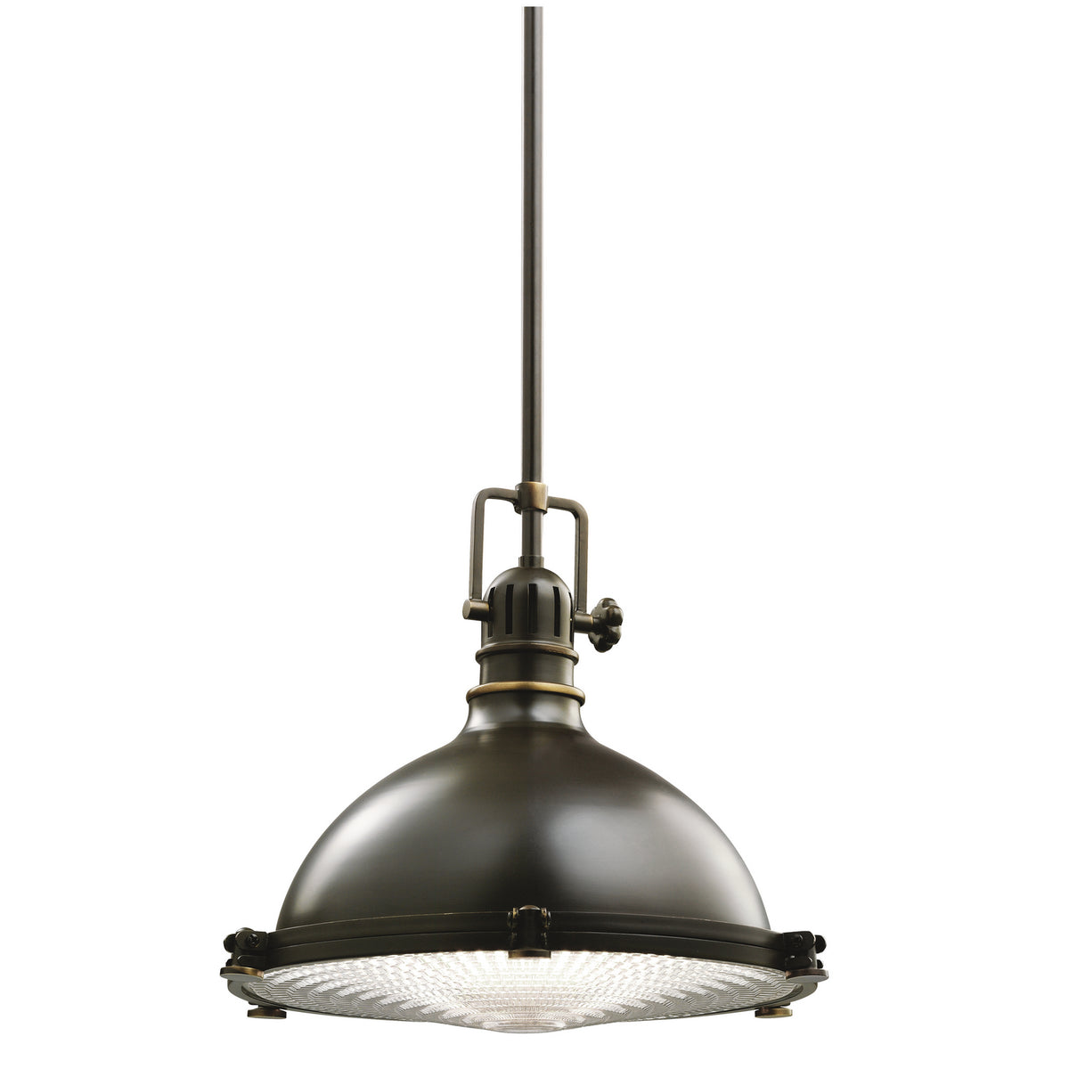 KICHLER 2666OZ Hatteras Bay 12" 1 Light Pendant With Clear Fresnel Lens Olde Bronze