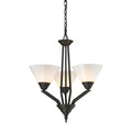 THOMAS 2453CH/10 Tribecca 3-Light Chandelier in Oil Rubbed Bronze with White Glass