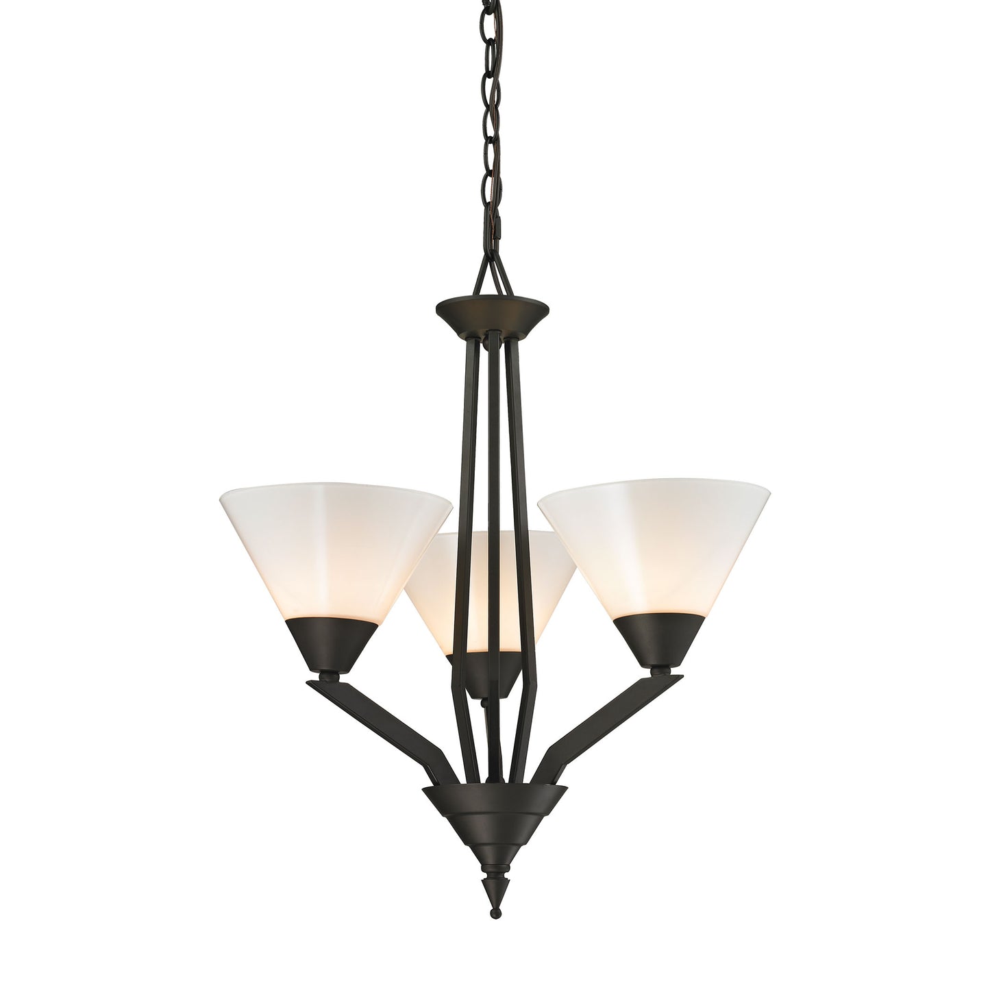 THOMAS 2453CH/10 Tribecca 3-Light Chandelier in Oil Rubbed Bronze with White Glass