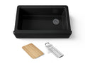 KOHLER K-24564-7 Riverby 35-3/4" Undermount Single-Bowl Farmhouse Workstation Kitchen Sink - Black Black