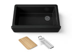 KOHLER K-24564-7 Riverby 35-3/4" Undermount Single-Bowl Farmhouse Workstation Kitchen Sink - Black Black