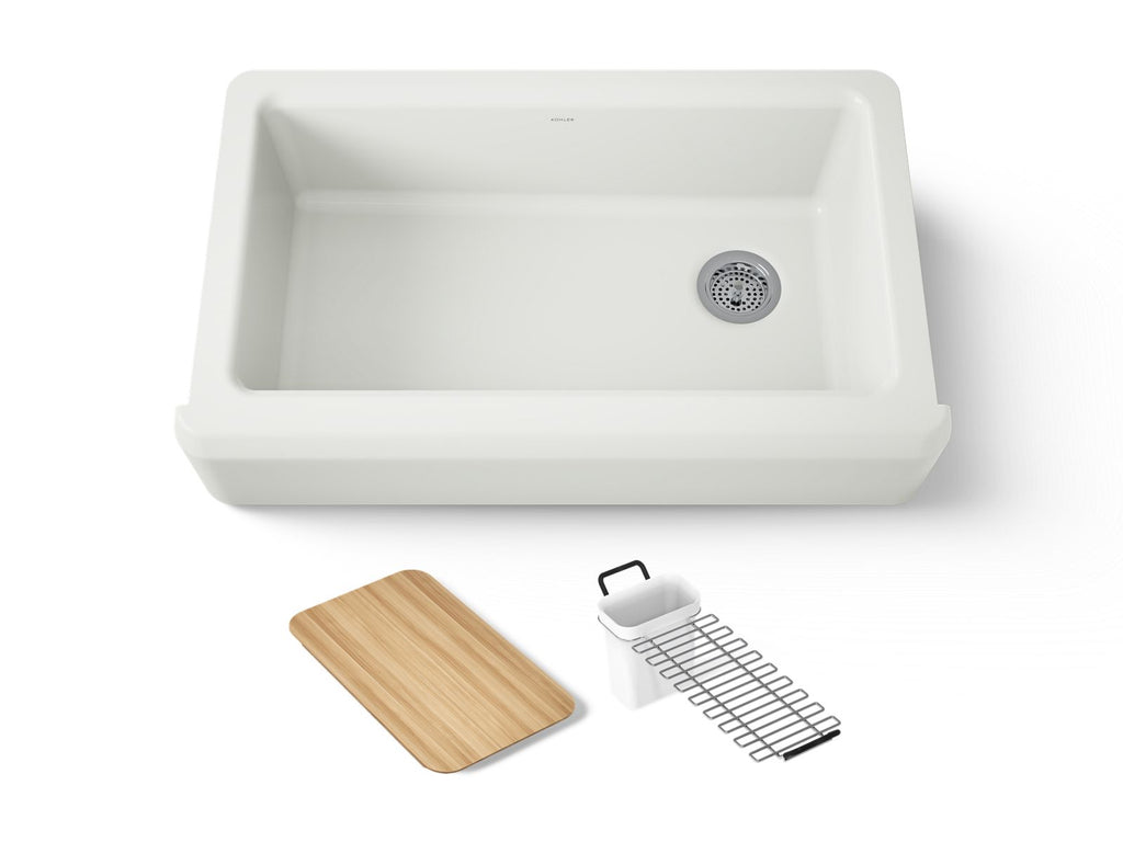 KOHLER K-24564-NY Riverby 35-3/4" Undermount Single-Bowl Farmhouse Workstation Kitchen Sink - Dune