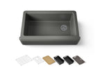 KOHLER K-24564-PC-58 Riverby 35-3/4" Undermount Single-Bowl Farmhouse Workstation Kitchen Sink - Thunder Grey