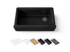 KOHLER K-24564-PC-7 Riverby 35-3/4" Undermount Single-Bowl Farmhouse Workstation Kitchen Sink - Black Black