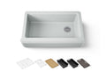 KOHLER K-24564-PC-95 Riverby 35-3/4" Undermount Single-Bowl Farmhouse Workstation Kitchen Sink - Ice Grey