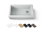 KOHLER K-24564-PC-95 Riverby 35-3/4" Undermount Single-Bowl Farmhouse Workstation Kitchen Sink - Ice Grey
