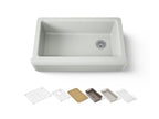 KOHLER K-24564-PC-FF Riverby 35-3/4" Undermount Single-Bowl Farmhouse Workstation Kitchen Sink - Sea Salt