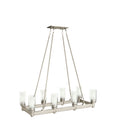 KICHLER 2943NI Circolo 39.25" 8 Light Linear Chandelier with Clear Outer and Satin Etched Inner Cylinders Brushed Nickel