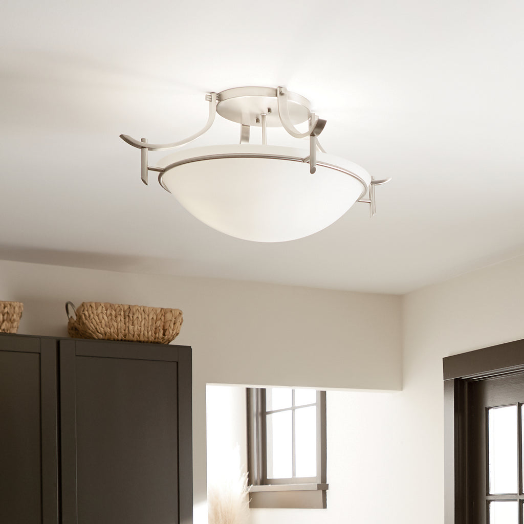KICHLER 3606AP Olympia 3 Light Semi Flush Antique Pewter