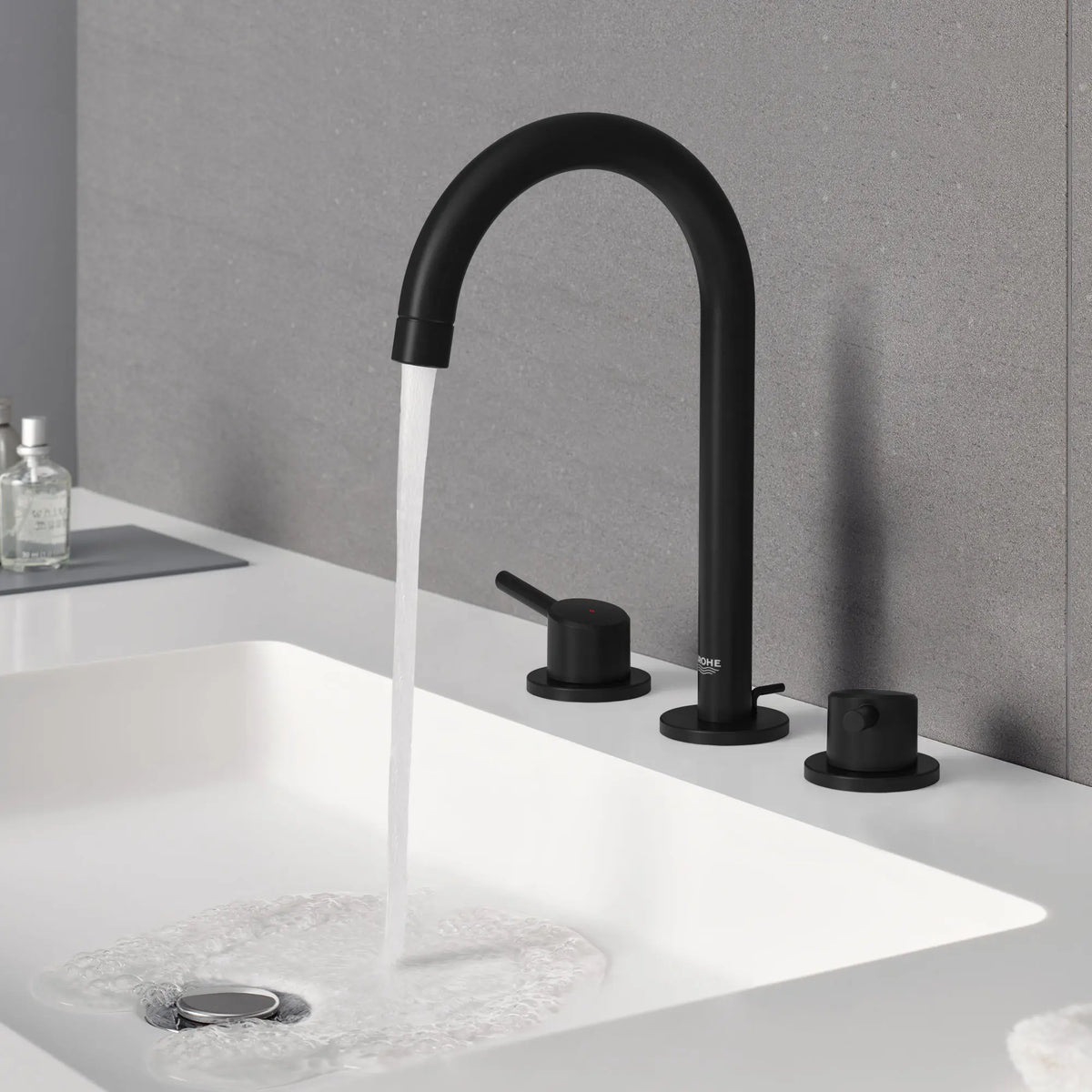 GROHE 20217243A Concetto 8-inch Widespread 2-Handle L-Size Bathroom Faucet, 1.2 GPM - Matte Black