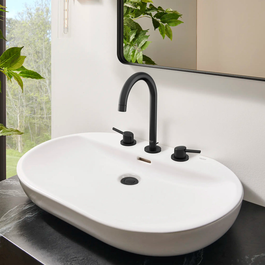 GROHE 20217243A Concetto 8-inch Widespread 2-Handle L-Size Bathroom Faucet, 1.2 GPM - Matte Black