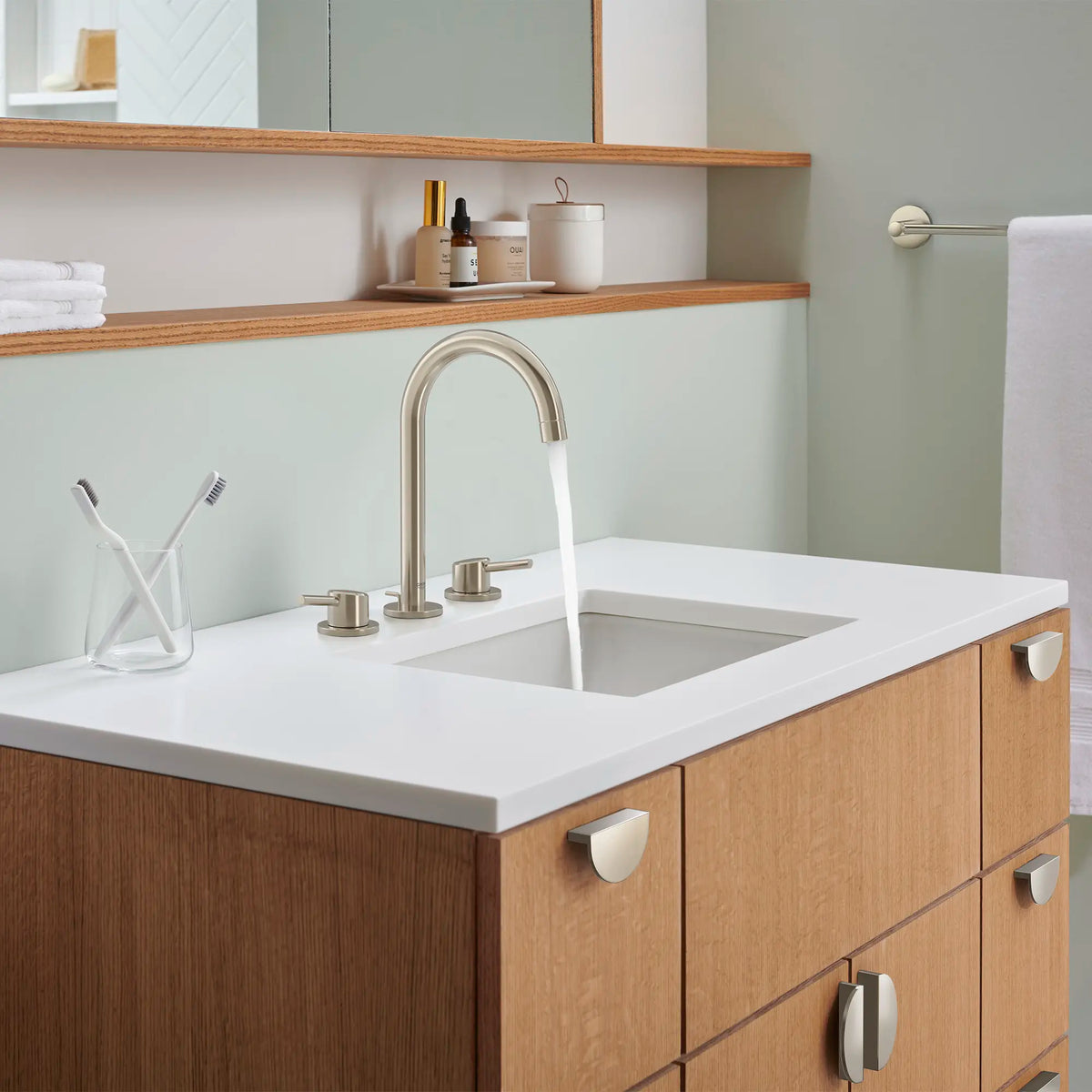 GROHE 20217ENA Concetto 8-inch Widespread 2-Handle L-Size Bathroom Faucet, 1.2 GPM - Brushed Nickel