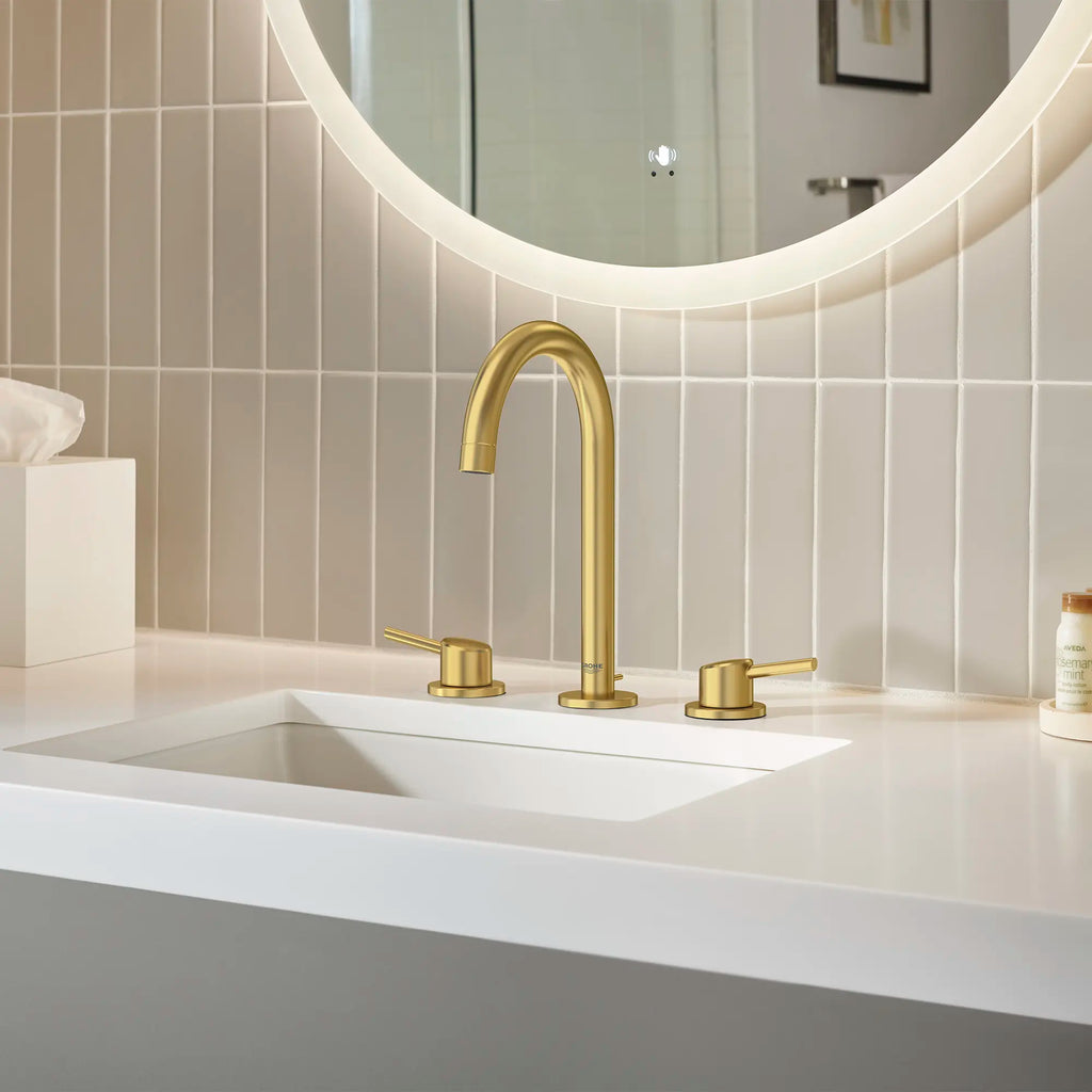GROHE 20217GNA Concetto 8-inch Widespread 2-Handle L-Size Bathroom Faucet, 1.2 GPM - Brushed Cool Sunrise