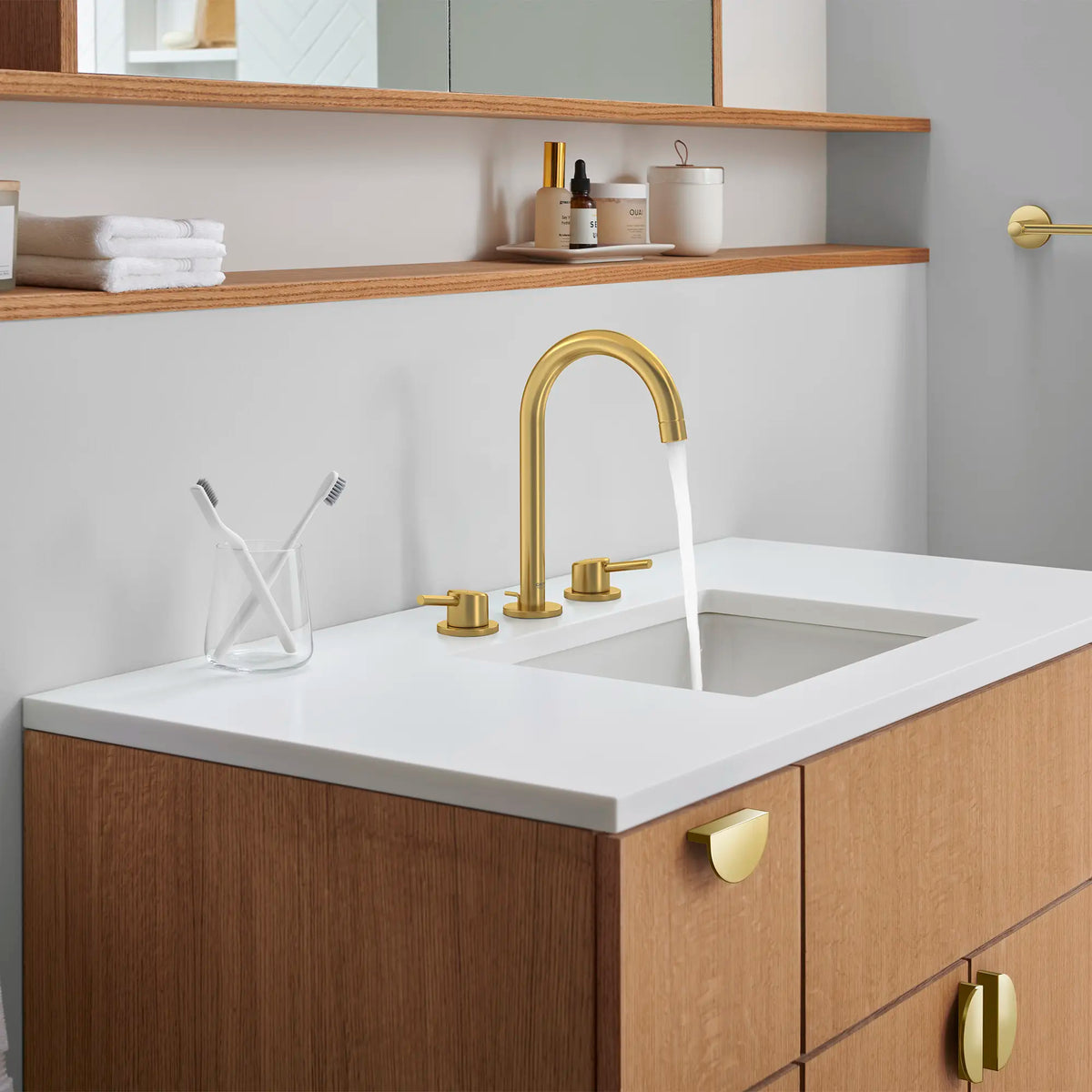 GROHE 20217GNA Concetto 8-inch Widespread 2-Handle L-Size Bathroom Faucet, 1.2 GPM - Brushed Cool Sunrise