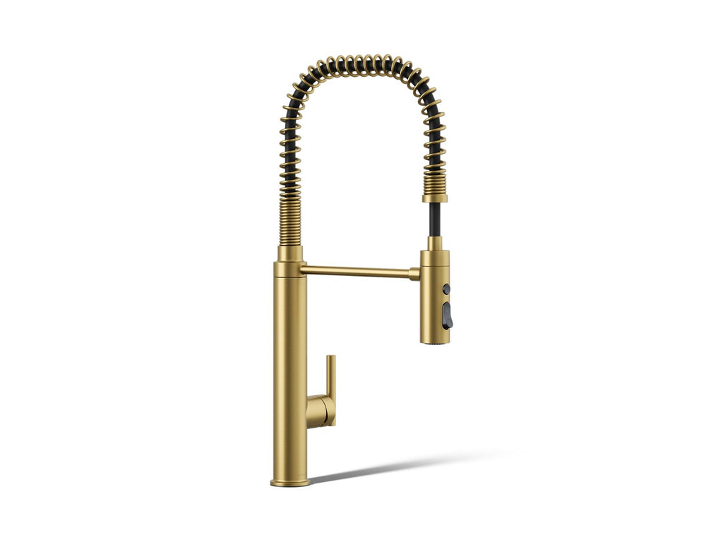 KOHLER K-24982-2MB Purist Semi-Professional Kitchen Sink Faucet With Three-Function Sprayhead - Vibrant Brushed Moderne Brass