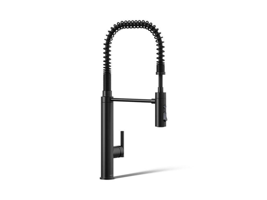 KOHLER K-24982-BL Purist Semi-Professional Kitchen Sink Faucet With Three-Function Sprayhead - Matte Black