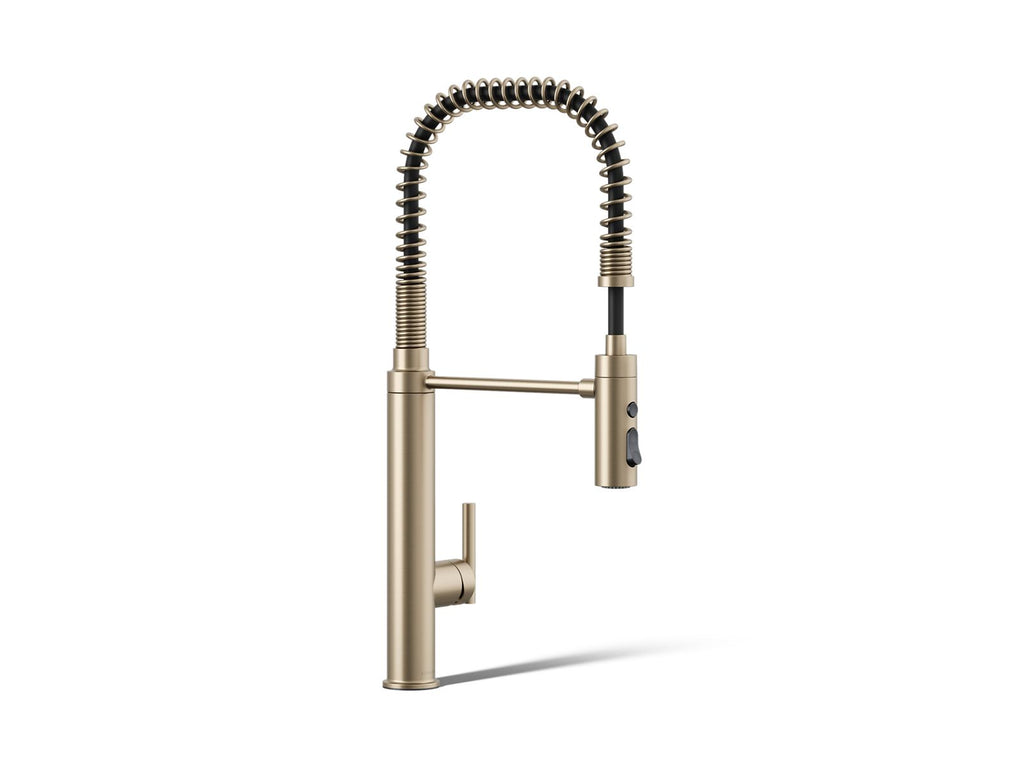 KOHLER K-24982-BV Purist Semi-Professional Kitchen Sink Faucet With Three-Function Sprayhead - Vibrant Brushed Bronze