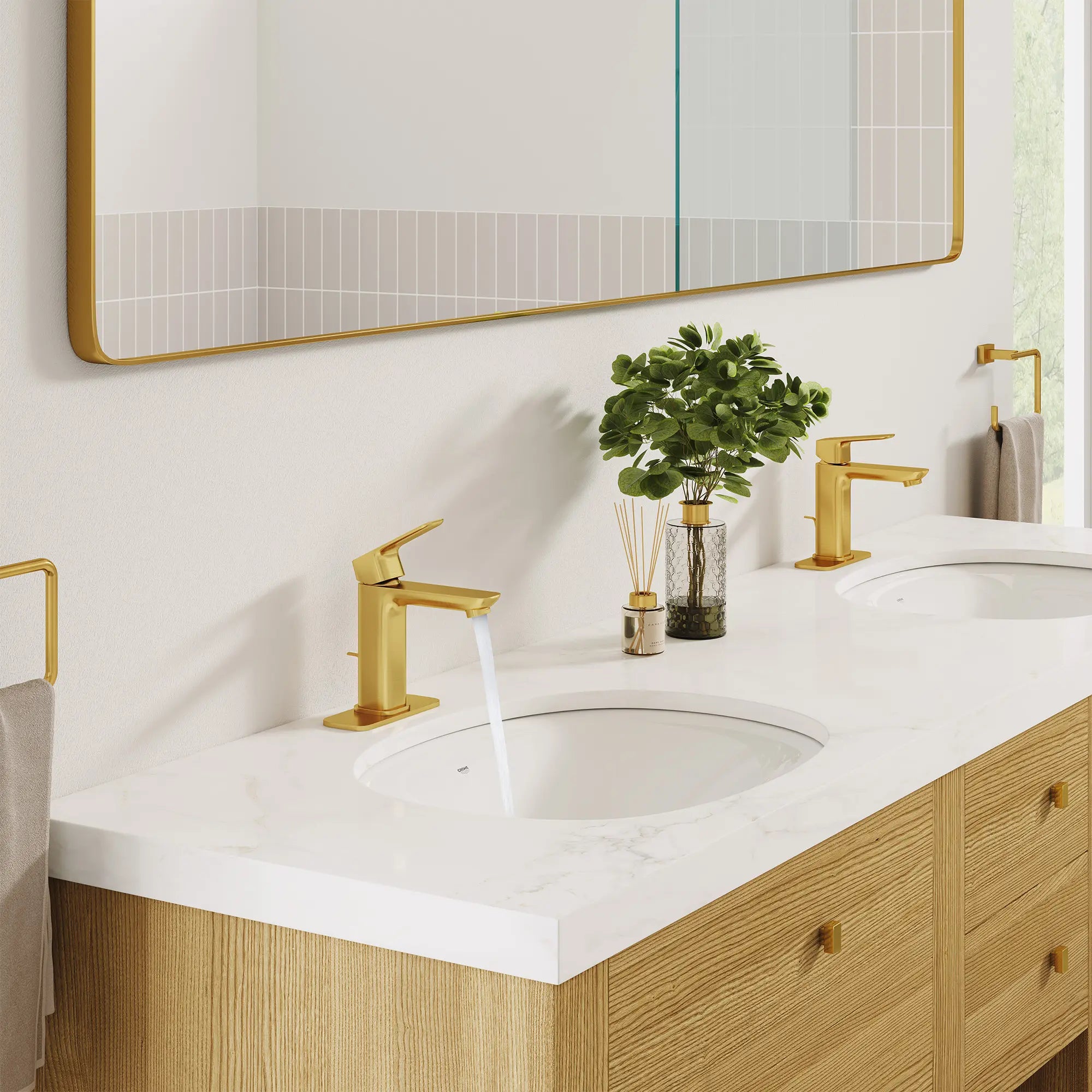 GROHE 101898GN00 Cubeo Single Hole Single Handle S-Size Bathroom Faucet, 1.2 gpm - Brushed Cool Sunrise