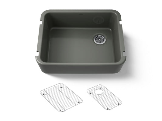 KOHLER K-25766-58 Ironridge 28" undermount single-bowl farmhouse kitchen sink - Thunder Grey
