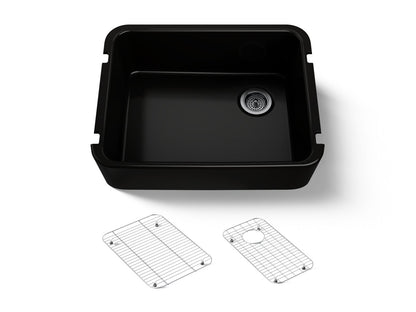 KOHLER K-25766-7 Ironridge 28" undermount single-bowl farmhouse kitchen sink - Black Black