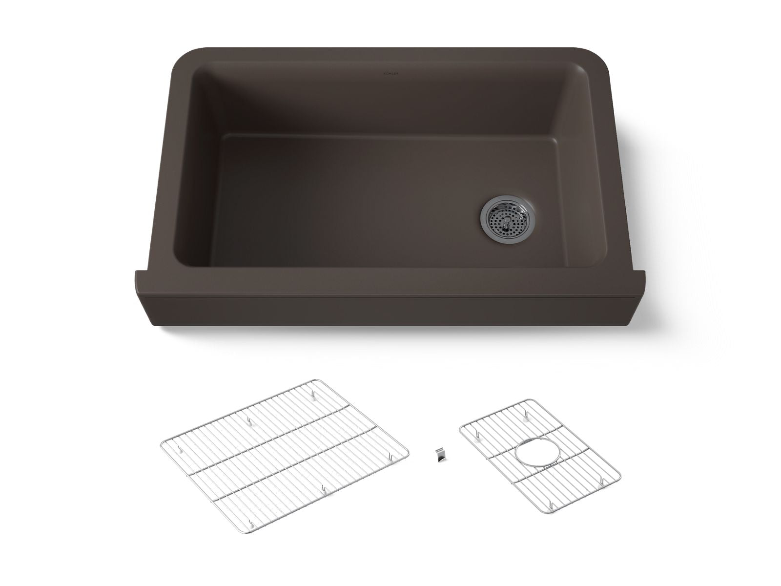 KOHLER K-25784-CM2 Cairn Undermount Single-Bowl Farmhouse Kitchen Sink - Matte Brown