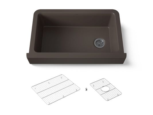 KOHLER K-25784-CM2 Cairn Undermount single-bowl farmhouse kitchen sink - Matte Brown